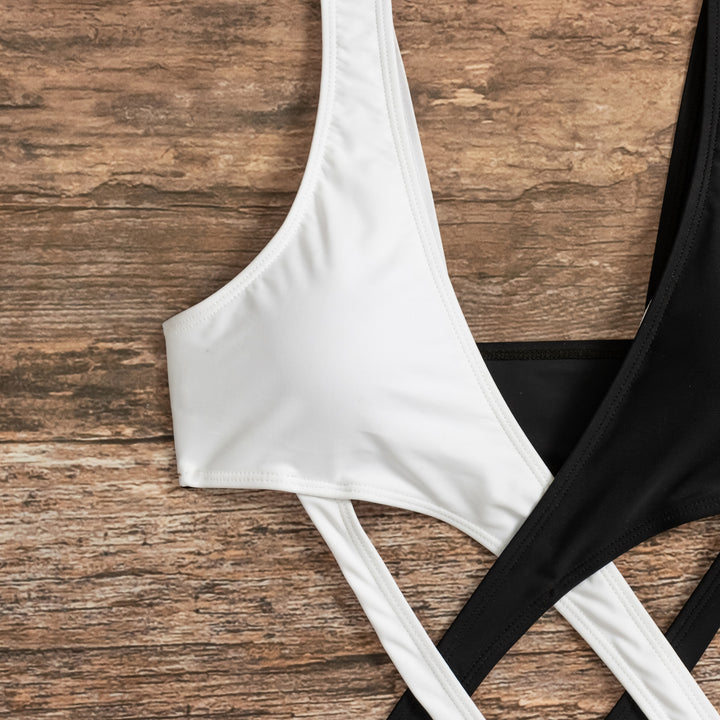 Damen Cut-Out Einteiler Badeanzug mit asymmetrischem Design und modischen Trägern Drune