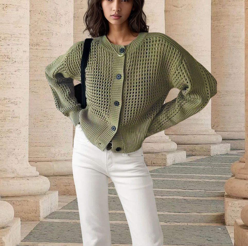 Damen luftiger Strick-Cardigan mit einzigartiger Maschenstruktur Drune