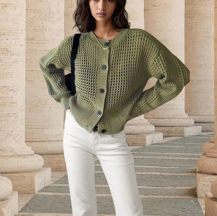 Damen luftiger Strick-Cardigan mit einzigartiger Maschenstruktur Drune