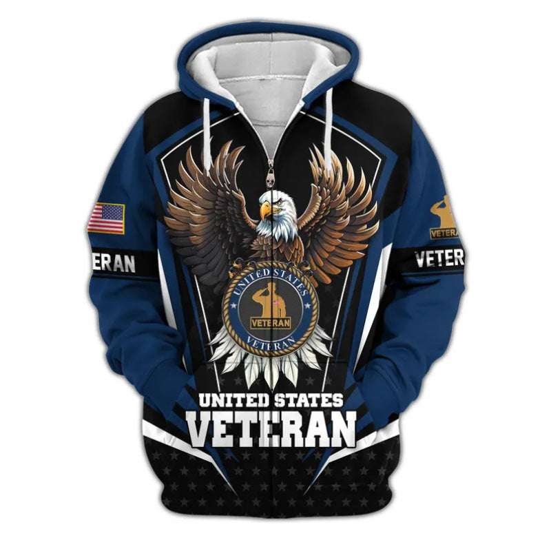 Herren Kapuzensweater mit amerikanischem Veteranenmotiv Drune