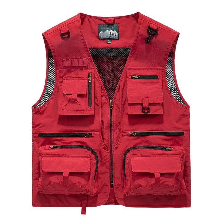 Herren Multitaschen Outdoor- und Anglerweste mit atmungsaktivem Mesh und robusten Reißverschlusstaschen Drune