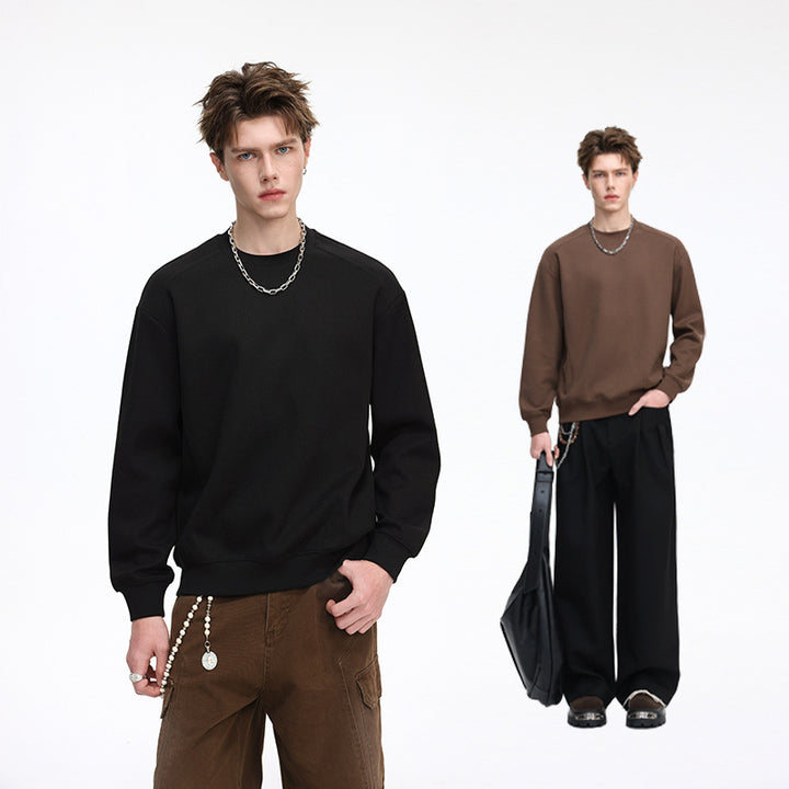 Herren Feinstruktur-Sweatshirt mit Rundhalsausschnitt und relaxed Fit Drune