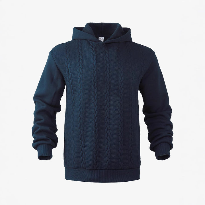 Herren nan Kapuzenpullover im Stricklook mit Zopfmuster und geripptem Saum Drune