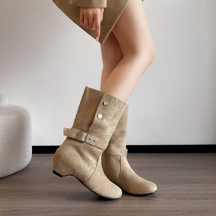 Damen Elegante Stiefeletten mit modischer Schnalle Drune