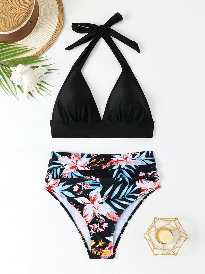 Damen Triangel-Bikini-Set mit hohem Bund und floralem Design Drune