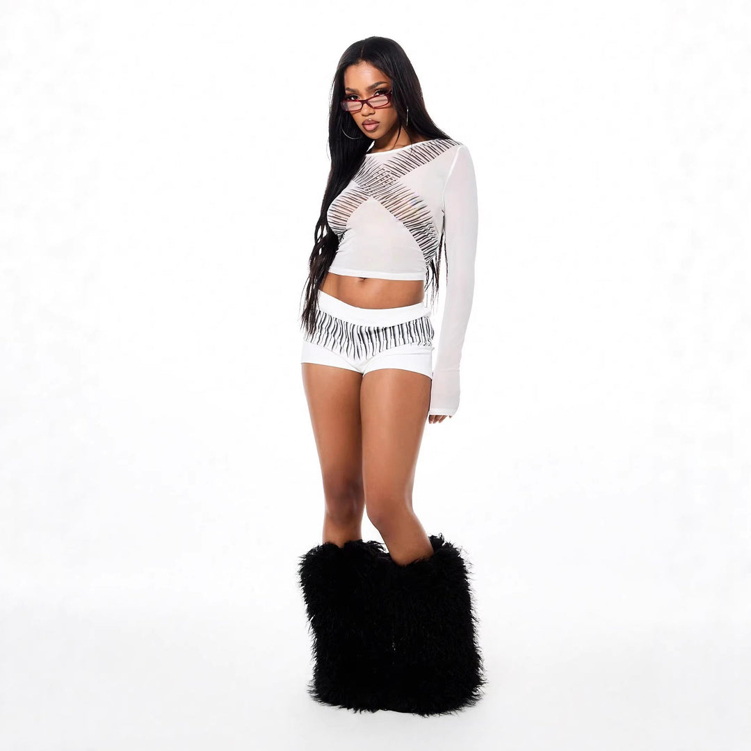 Damen Sportliche Shorts mit exotischem Streifendesign Drune