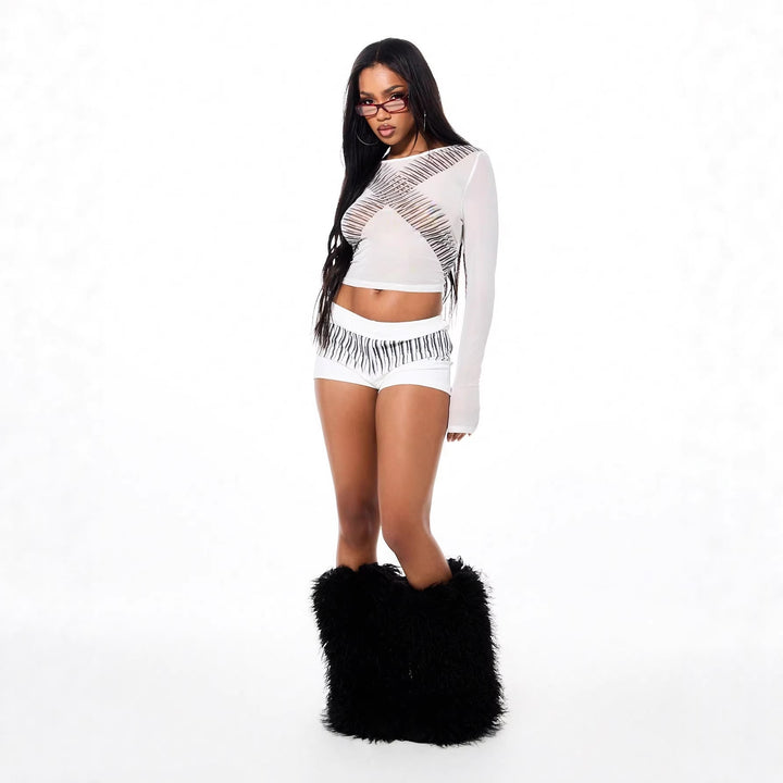 Damen Sportliche Shorts mit exotischem Streifendesign Drune