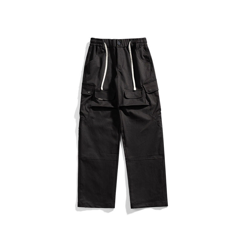Herren Breit geschnittene Cargo-Hose mit elastischem Bund, Klappentaschen und Kniepaneelen Drune