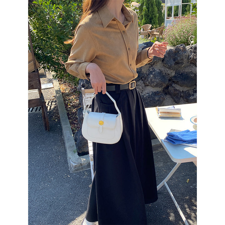 Damen lässige Bluse mit feinen Knöpfen Drune