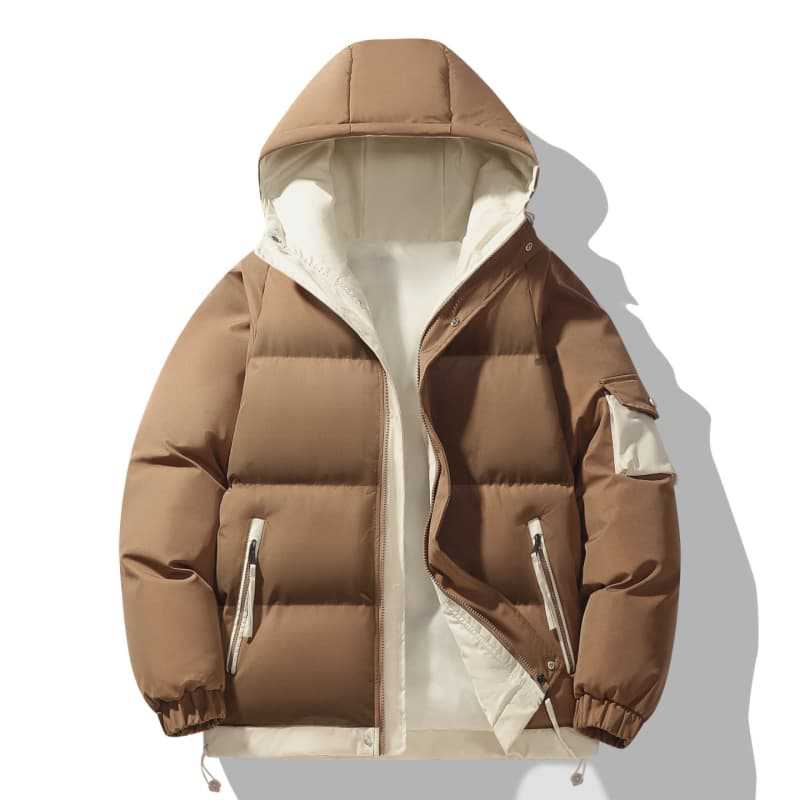 Herren urbaner Steppanorak mit Kapuze, kontrastiertem Futter und Multitaschen Drune