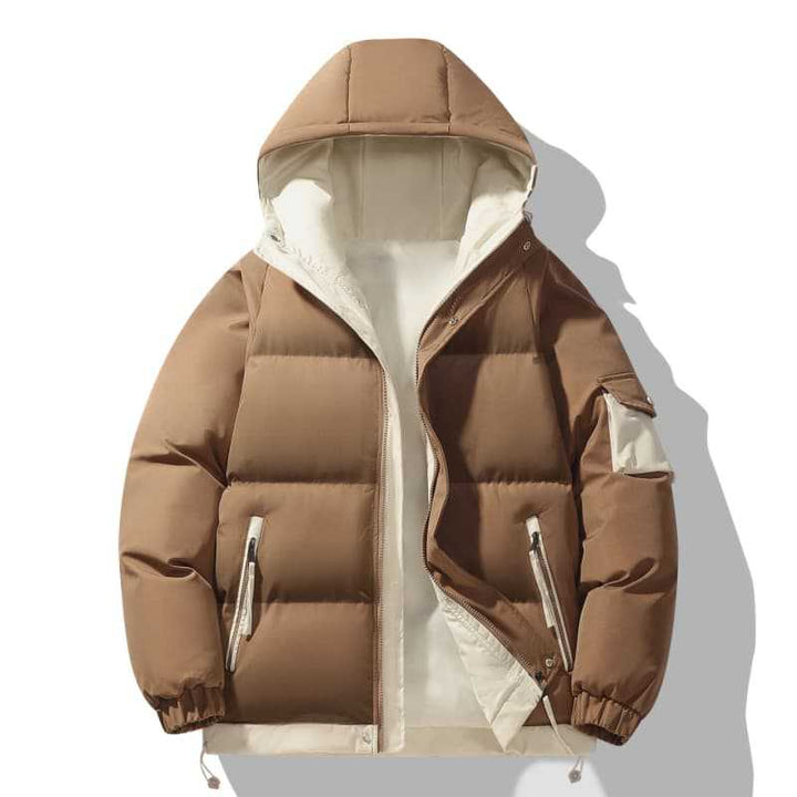 Herren urbaner Steppanorak mit Kapuze, kontrastiertem Futter und Multitaschen Drune