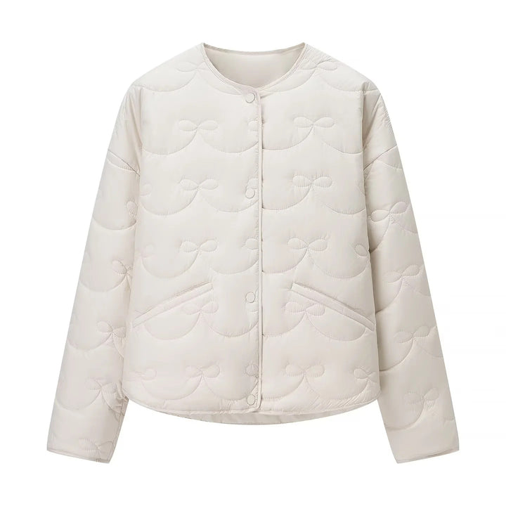 Damen nan leichte Steppjacke im Rundhalsdesign mit Schleifensteppung und verdeckter Druckknopfleiste Drune