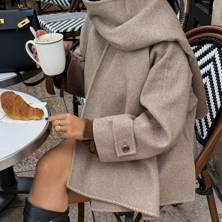 Damen modische Wolljacke mit oversized Schnitt und elegantem Revers Drune