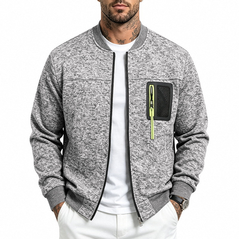 Herren Strick-Bomberjacke mit funktionaler Brusttasche und Reißverschluss Drune