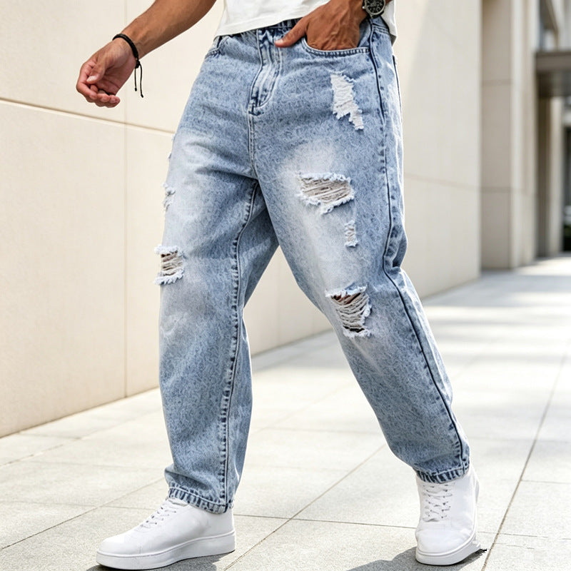 Herren Zerrissene Baggy-Jeans Drune