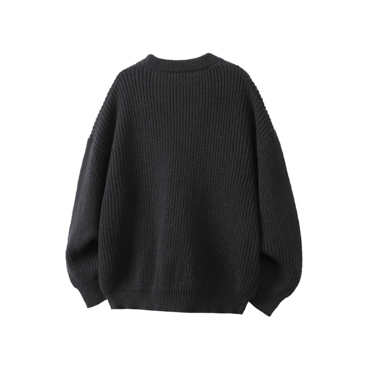 Unisex Oversize Grobstrick-Cardigan mit V-Ausschnitt, Knopfleiste und aufgesetzten Taschen Drune