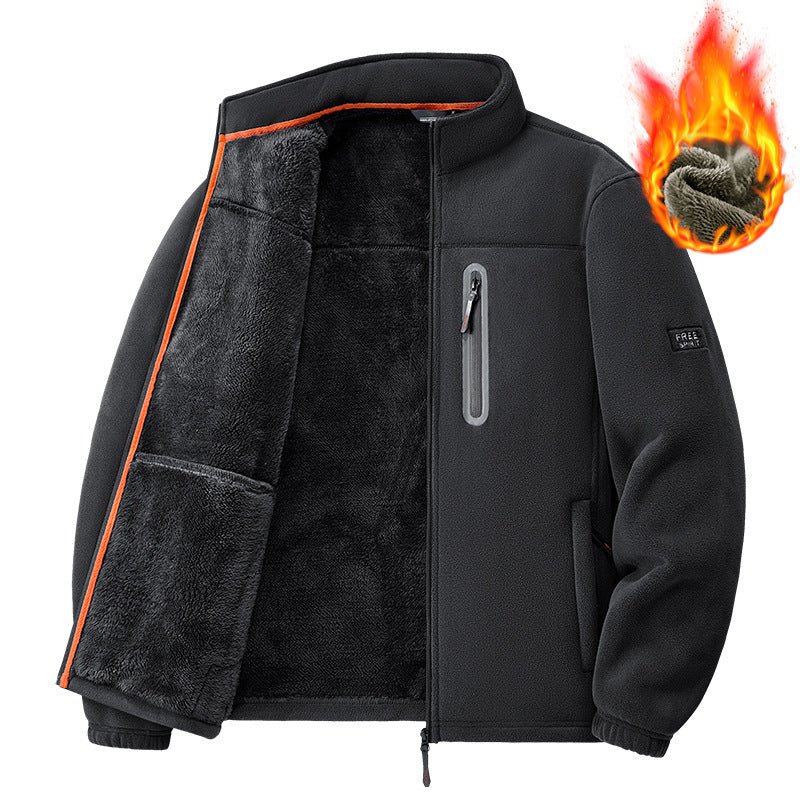 Herren  Thermo-Fleecejacke mit hochflorigem Teddyfutter, Brust-Reißverschlusstasche und winddichter Front Drune