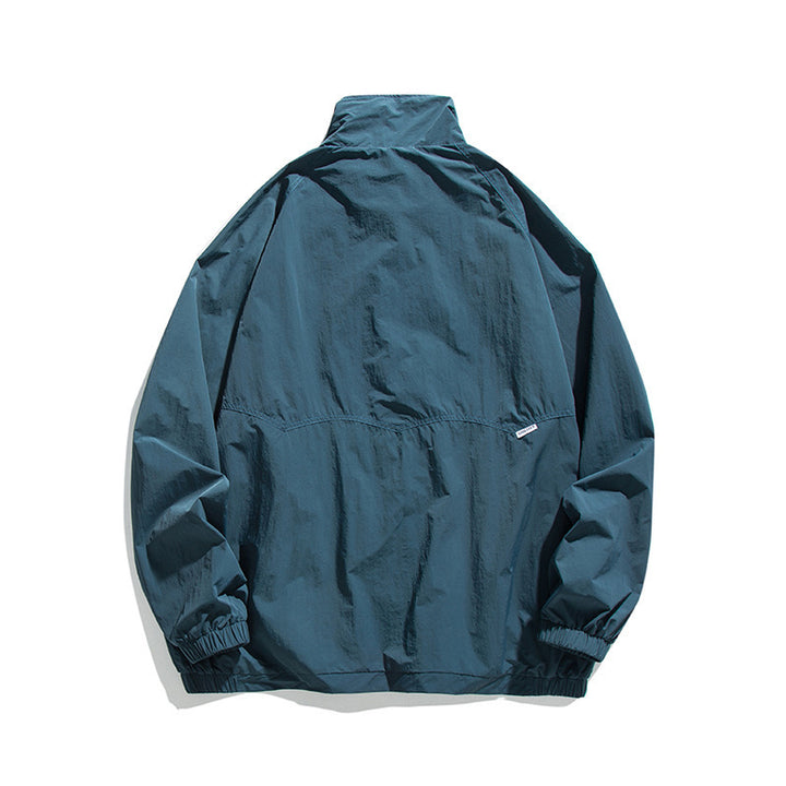 Herren Leichte Oversize-Fieldjacke aus technischem Nylon mit Stehkragen, verdecktem Reißverschluss und Pattentaschen Drune