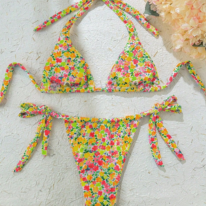 Damen Triangel-Bikini mit verspieltem Blumendesign Drune