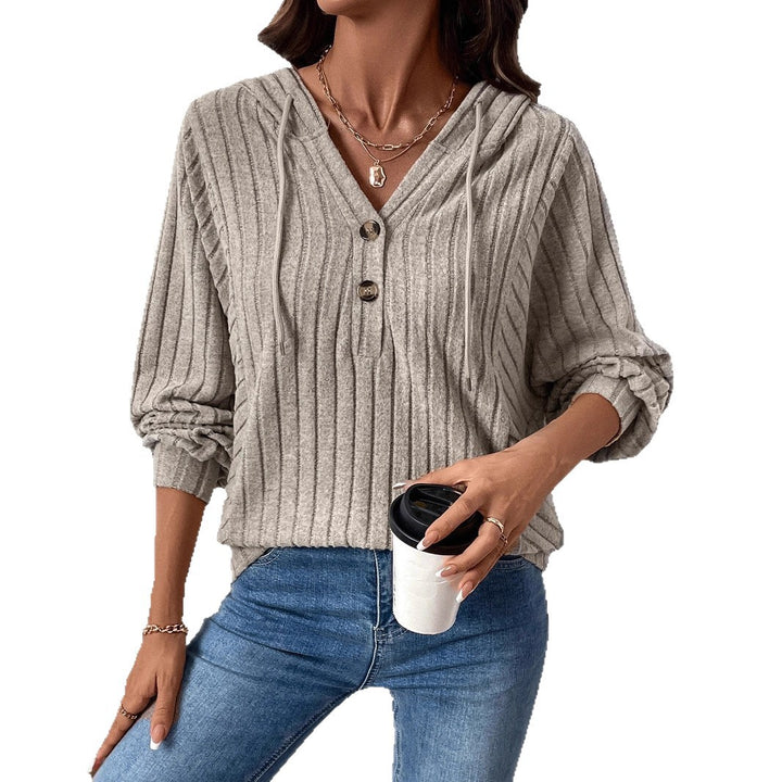 Damen Lässiger Strickpullover mit Knopfdetails Drune