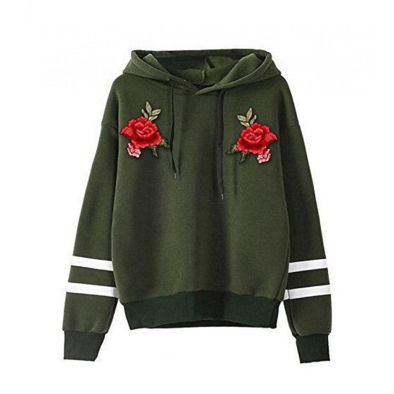 Damen Sweatshirt mit hochqualitativen Rosenstickereien Drune