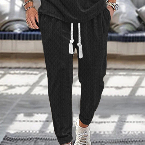 Herren Slim-Tapered Joggerhose im Struktur-Design mit Kordelzug und Eingrifftaschen Drune