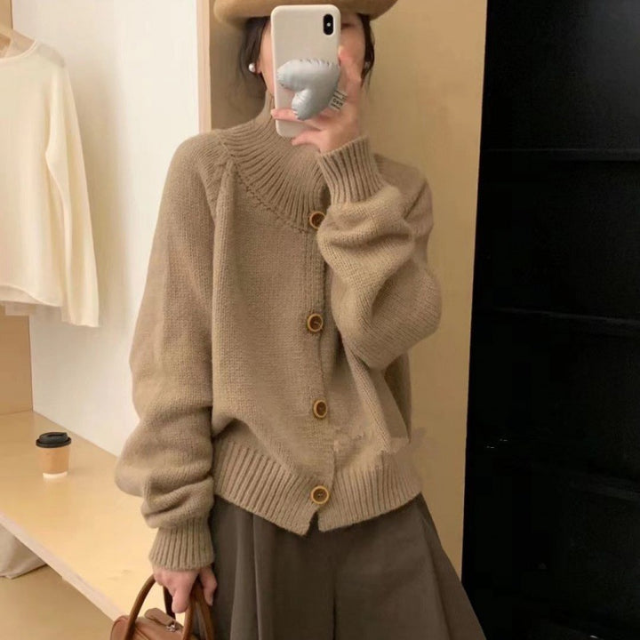 Damen Casual Strickjacke mit kontrastierenden Knöpfen und lässigem Schnitt Drune