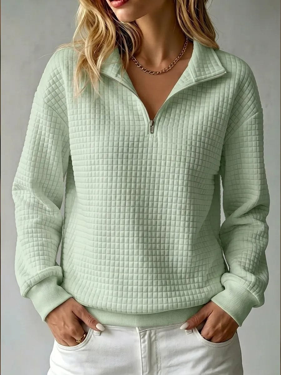 Damen Stepp-Fleece-Pullover mit halbem Reißverschluss und Stehkragen Drune