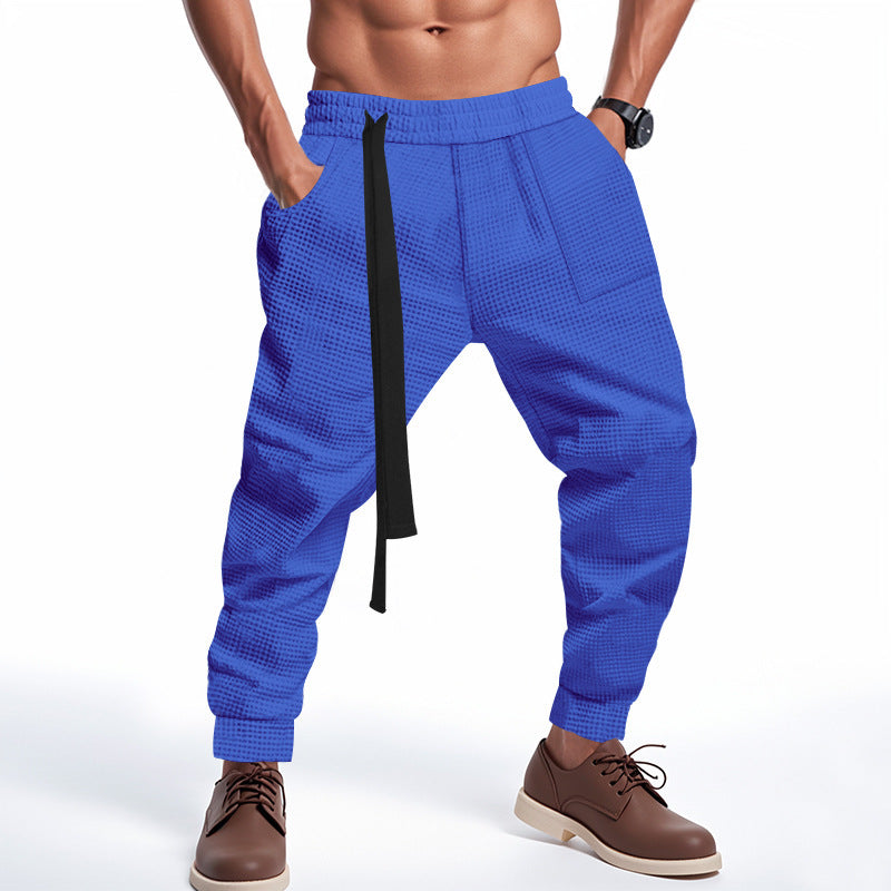 Herren Bequeme Waffelstruktur Jogginghose mit Kordelzug Drune