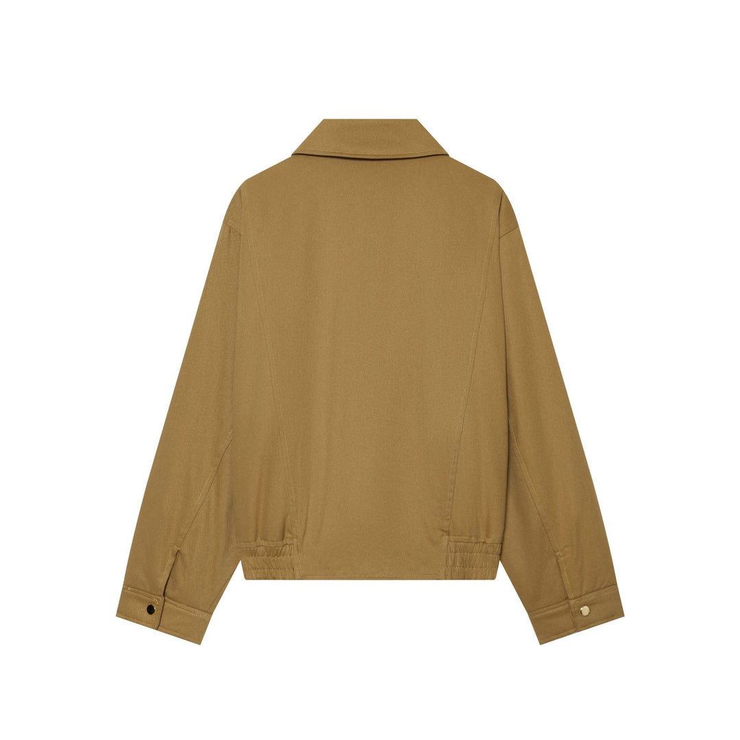 Damen nan leichte Fieldjacke aus Baumwollmix mit verdeckter Druckknopfleiste, Hemdkragen und elastischem Saum Drune
