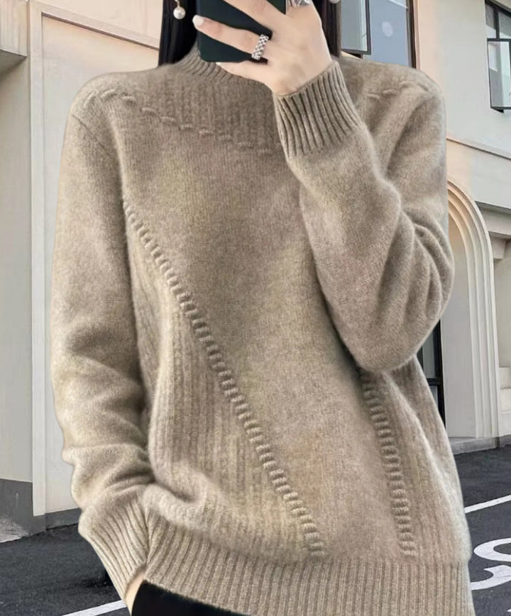 Damen Strickpullover mit elegantem Stehkragen und strukturiertem Design Drune