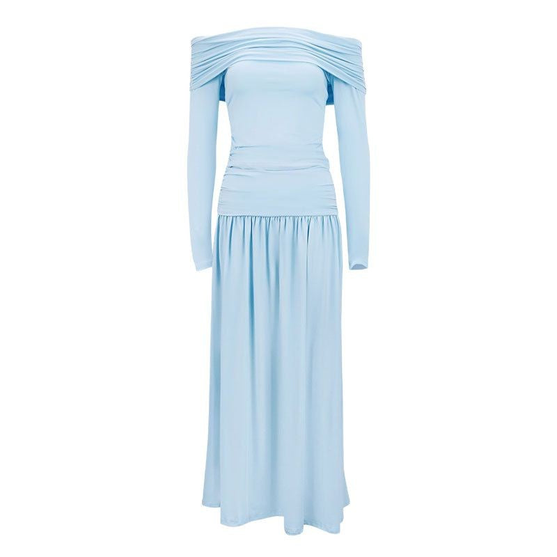Damen Maxikleid mit eleganter Raffung und Off-Shoulder Design Drune