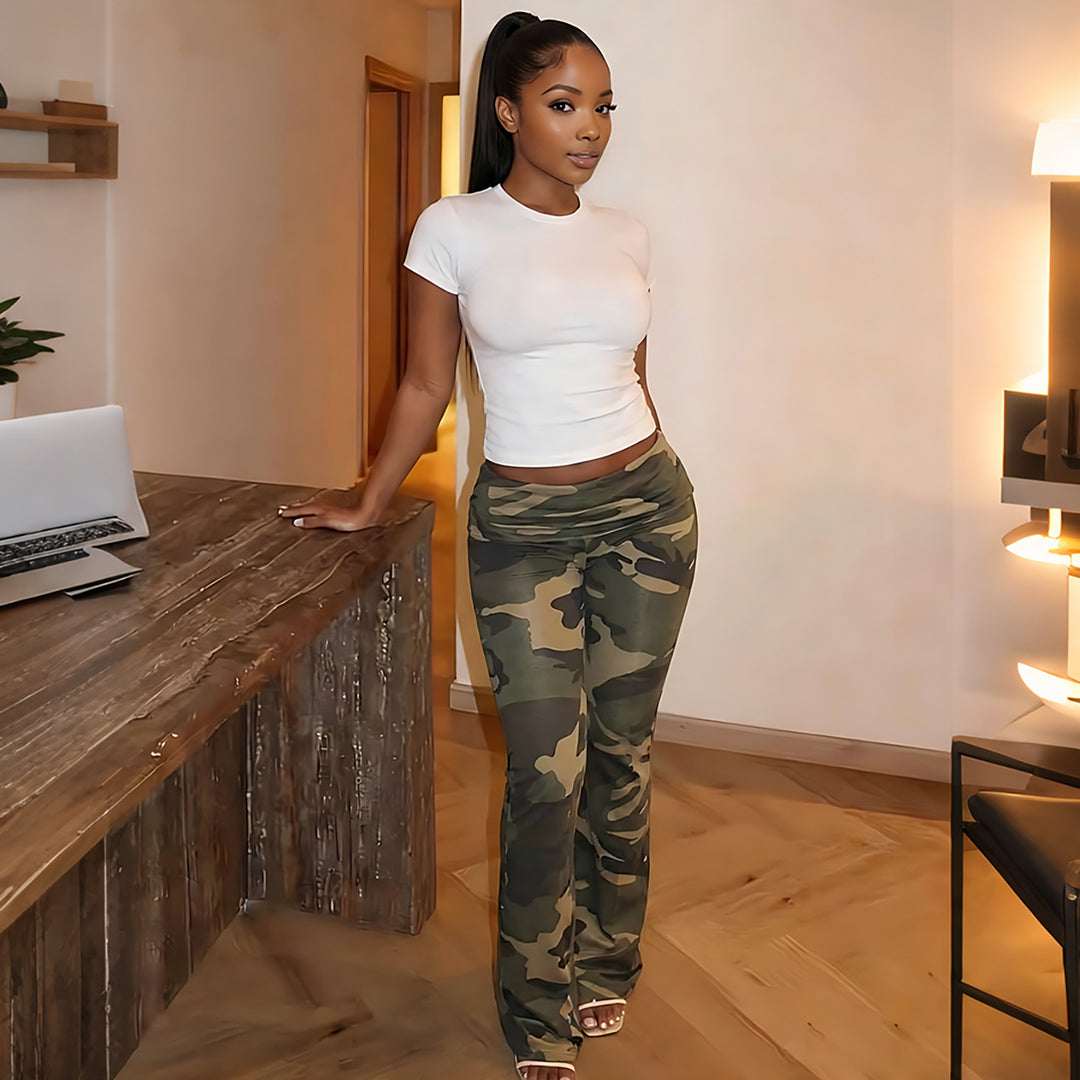 Damen Camouflage-Hose mit elastischem Bund und figurbetontem Schnitt Drune
