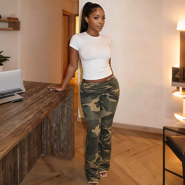 Damen Camouflage-Hose mit elastischem Bund und figurbetontem Schnitt Drune