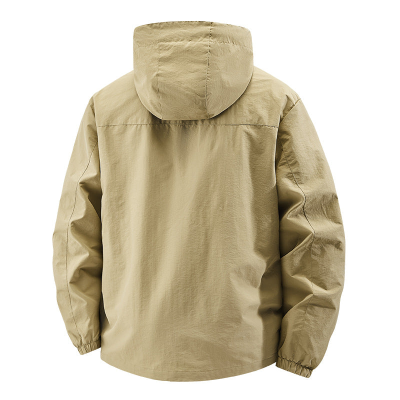 Herren nan packbare winddichte Softshell-Kapuzenjacke mit verstellbarer Kapuze Drune