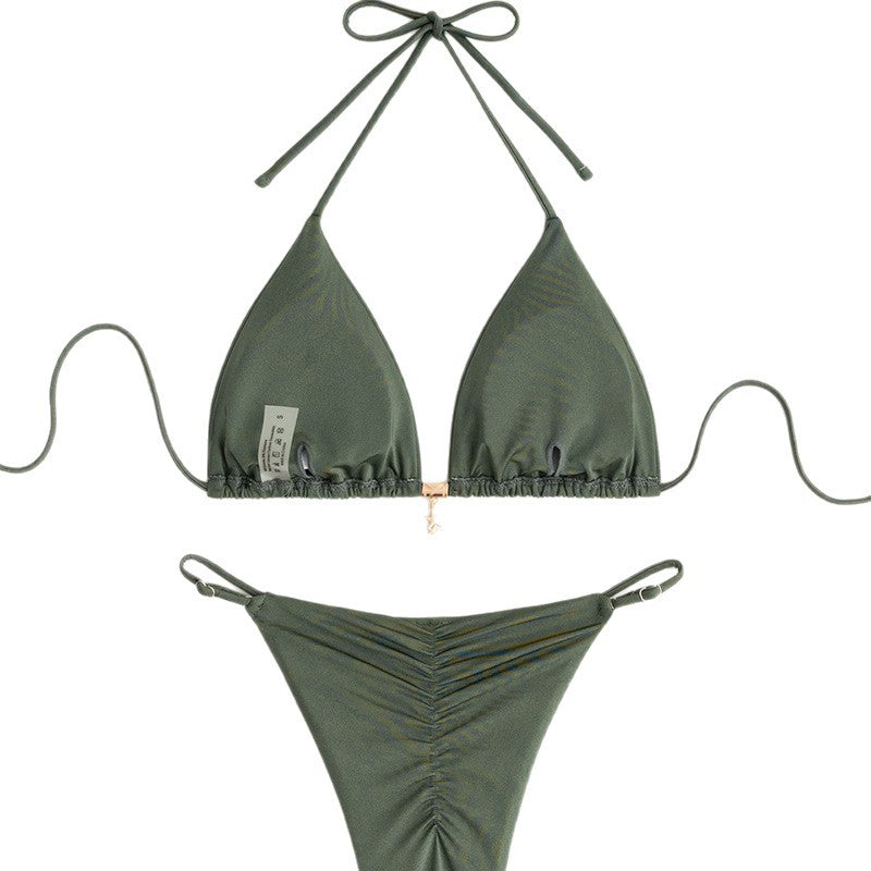 Damen Triangel-Bikini-Set mit schmalen Trägern und verstellbarem Höschen Drune