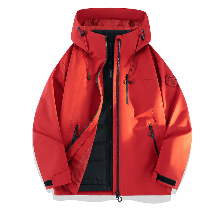 Damen Leichte wasserdichte Kapuzenjacke mit Teddy‑Charm und verdeckten Reißverschlusstaschen Drune
