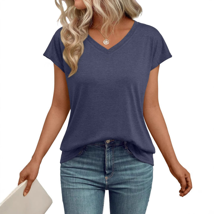 Damen V-Ausschnitt T-Shirt aus leichtem, atmungsaktivem Stoff Drune