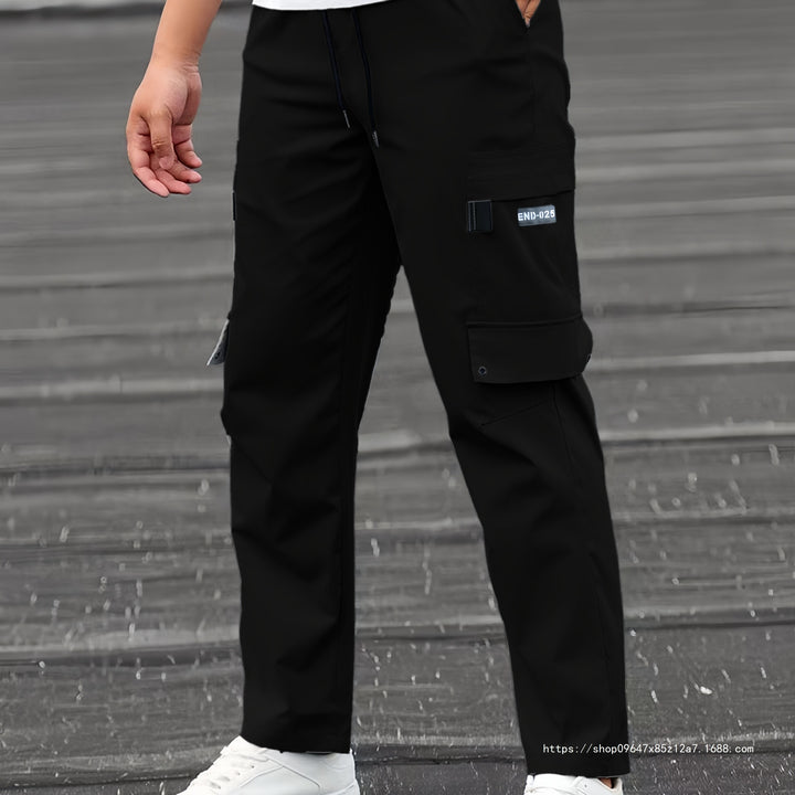 Herren Utility-Cargohose mit Tunnelzugbund, geradem Bein und Mehrfachtaschen Drune