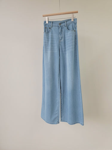 Damen Weitbeinige Hochgeschnittene Denim-Hosen Drune