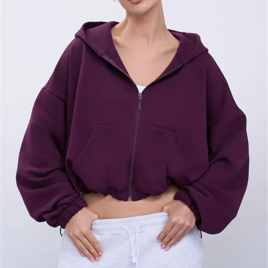 Damen Modischer cropped Zip-Hoodie Drune
