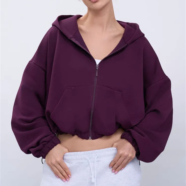 Damen Modischer cropped Zip-Hoodie Drune