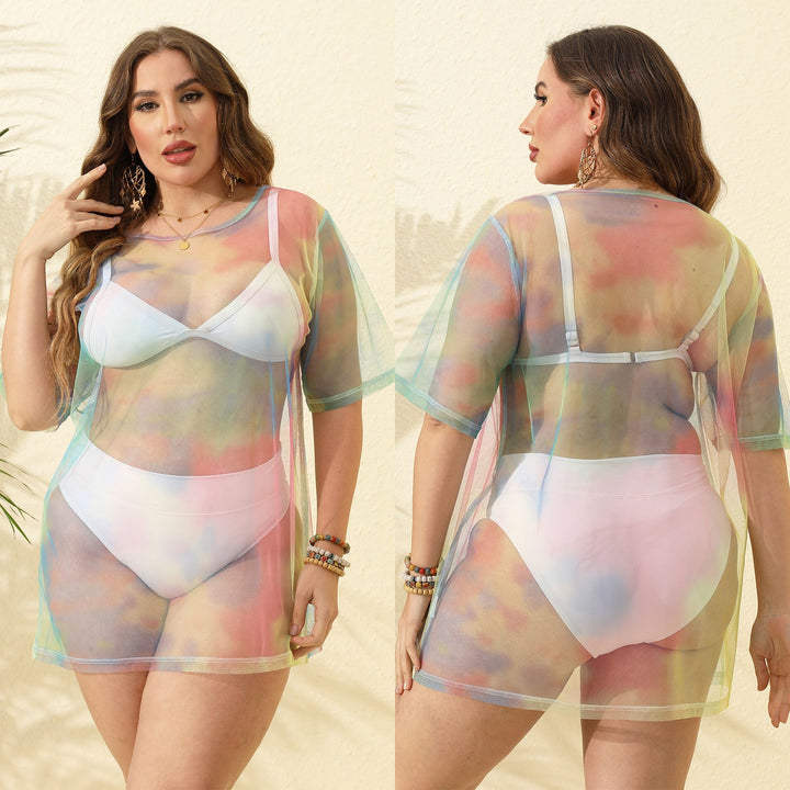 Damen transparenter Strandüberwurf aus leichtem Netzmaterial Drune