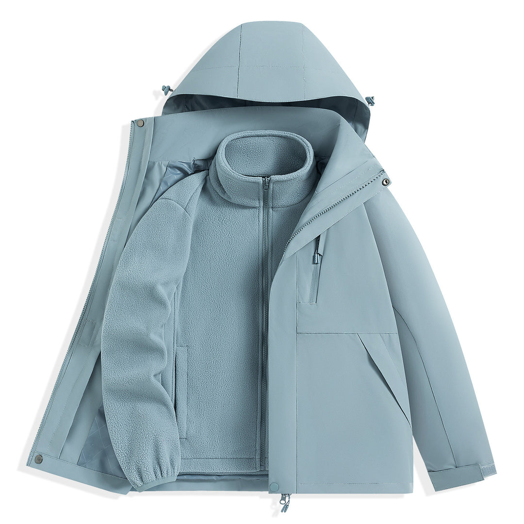 Herren zweilagiger Outdoorparka mit herausnehmbarer Fleece-Innenjacke und Kapuze Drune