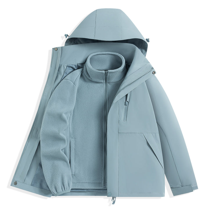 Herren zweilagiger Outdoorparka mit herausnehmbarer Fleece-Innenjacke und Kapuze Drune
