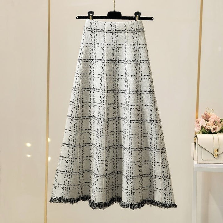 Damen Langer Plissee-Rock mit eleganter Musterung Drune