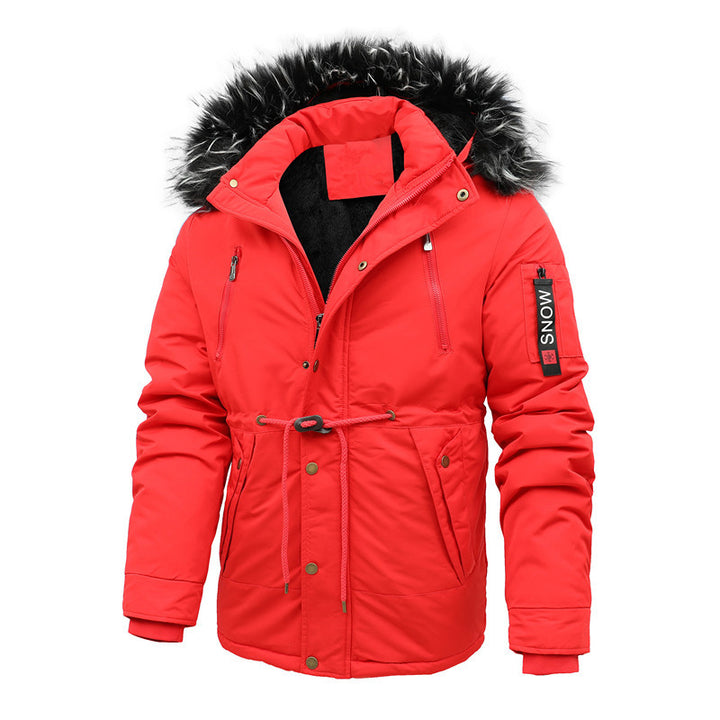 Herren Urbaner Thermoparka mit abnehmbarer Kunstpelzkapuze und Taillen-Kordelzug Drune