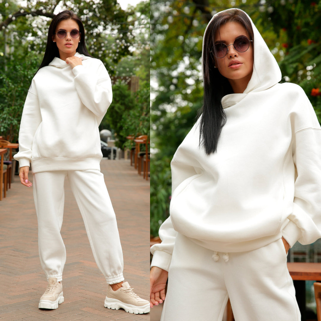 Damen Sportliches Hoodie- und Jogginghosen-Set im lässigen Design mit Kapuze Drune