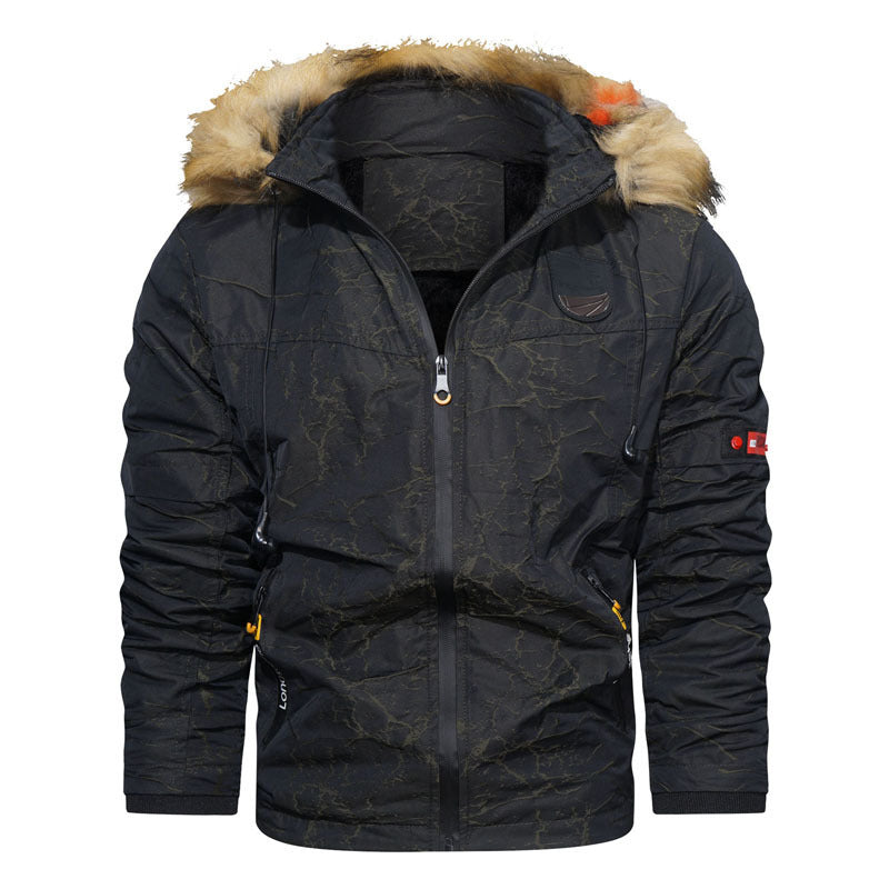 Herren Winterparka mit Kunstfellkapuze, wärmender Thermo-Innenlage und multifunktionalen Taschen Drune
