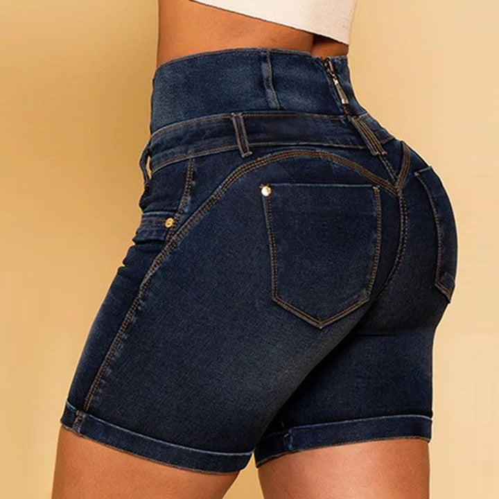 Damen Hochtaillierte Denim-Shorts mit figurformendem Design Drune